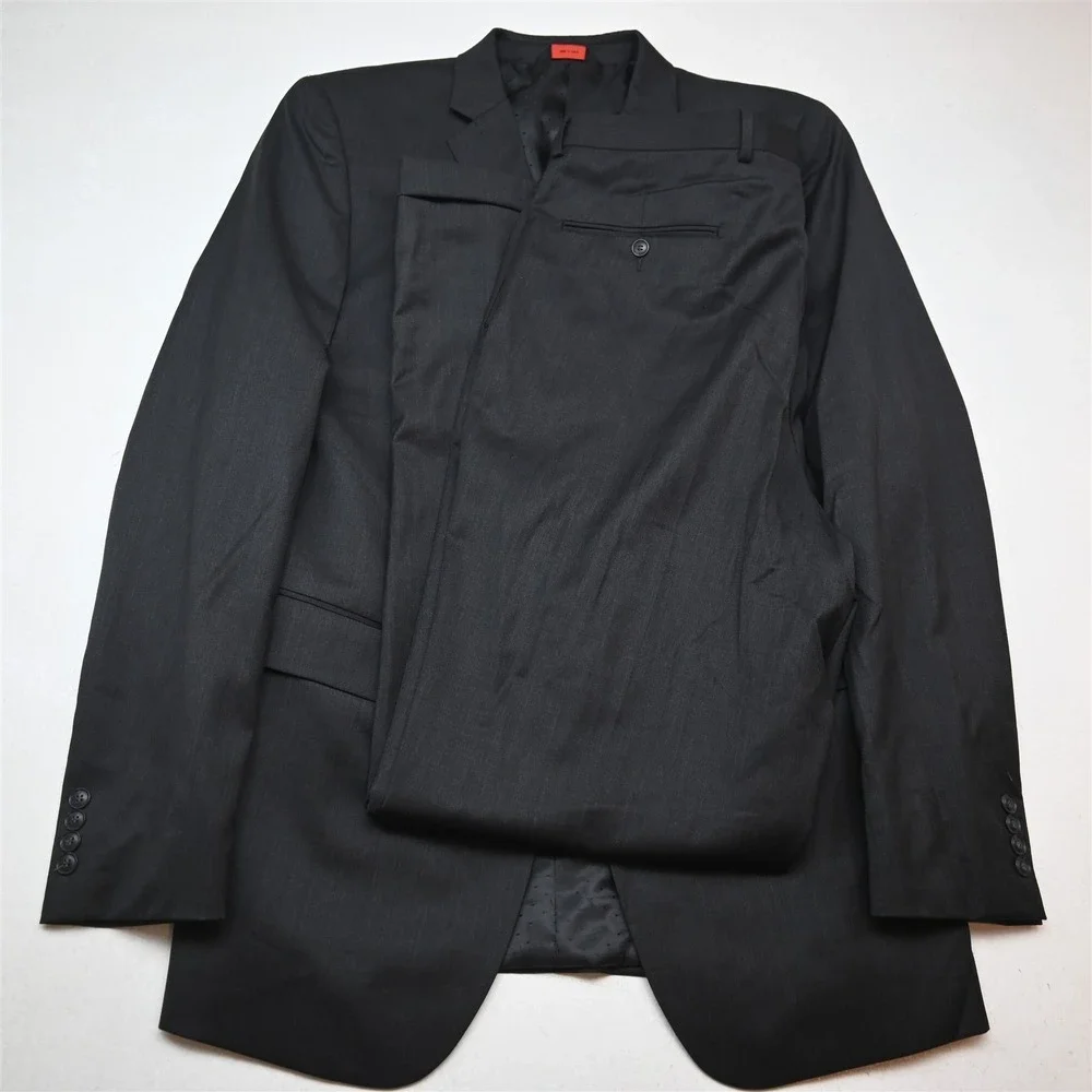 Linea Uoma 44L 38x38 Gray 100% Wool Mens Jacket Pants Suit